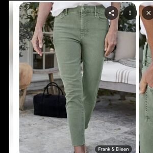 Frank & Eileen Sligo High Rise Raw Hem Skinny Jeans in Sage Green - Size 29/8